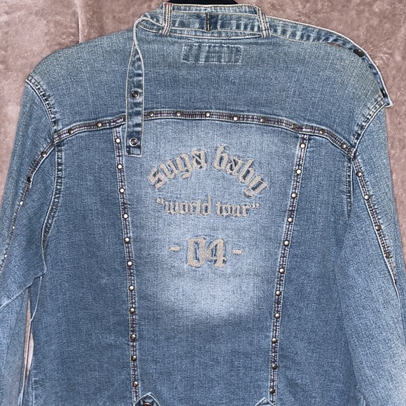 **REDUCED***  U JEANS  “04” SUGAR  BABY WORLD TOUR VINTAGE Spandex Denim jacket - Picture 6 of 8